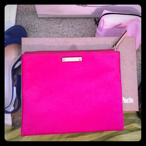 kate spade Handbags - ♦️SOLD!♦️Kate Spade Pink Cosmetic Pouch & Tan Logo